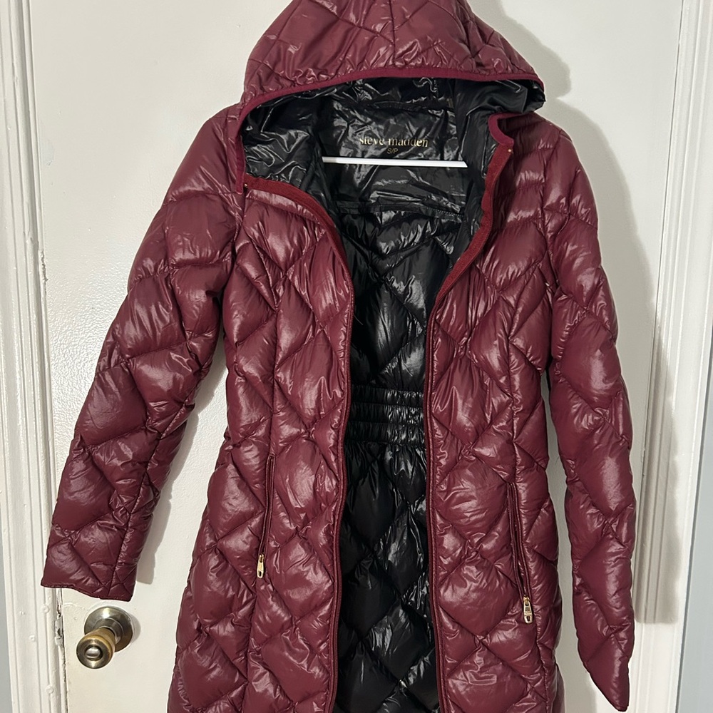 Steve Madden Maroon Quilted Puffer Jacket